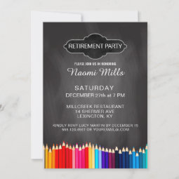 Teacher Retirement Party Chalkboard Pencils Invitation | Zazzle