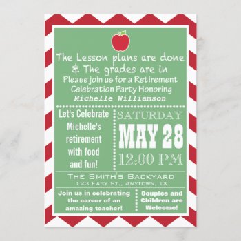 Teacher Retirement Party Invitation by aaronsgraphics at Zazzle