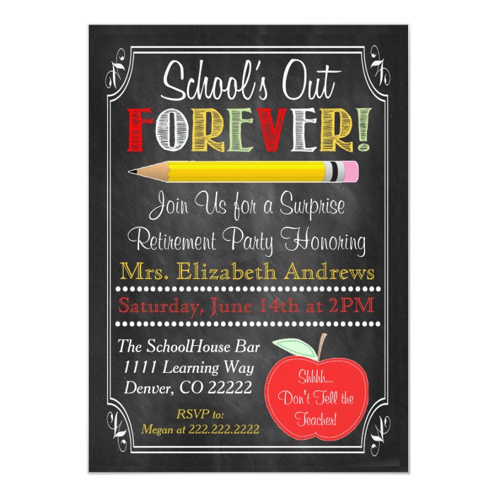 Teacher Retirement Party Invitation Zazzle Teacher Retirement Party Invitation