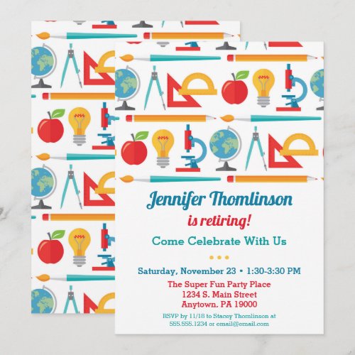 Teacher Retirement Party Invitation Colorful