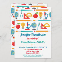 Teacher Retirement Party Invitation Colorful