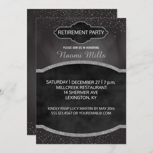 Teacher Retirement Party Vintage Chalkboard Silver Invitation