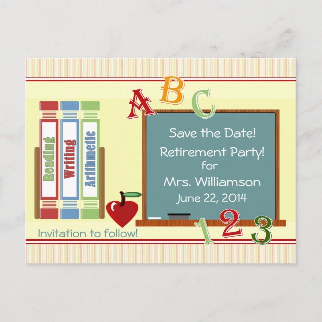 Teacher Retirement Save the Date Postcard (Front)