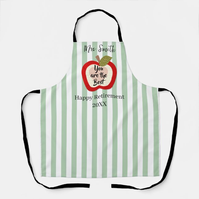 Teacher Retirement Thank You Apple Apron | Retired (Front)