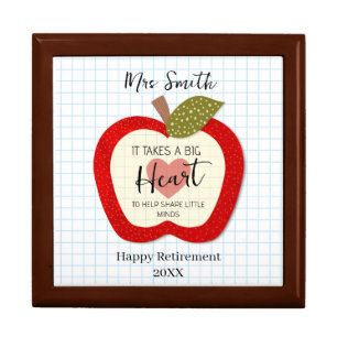 Teacher Retirement Thank You Apple Trinket Jewelry Gift Box