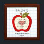 Teacher Retirement Thank You Apple Trinket Jewelry Gift Box<br><div class="desc">🍎 Teachers Teach From the Heart ✨ Celebrate a lifetime of dedication with this heartfelt Teacher Retirement Apple Trinket Jewelry Box, featuring the meaningful quote "Teachers Teach From the Heart." This beautiful keepsake makes a thoughtful retirement gift to honor educators who have inspired generations of students. Perfect for storing jewelry,...</div>
