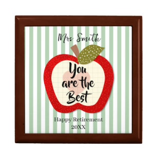 Teacher Retirement Thank You Apple Trinket Jewelry Gift Box