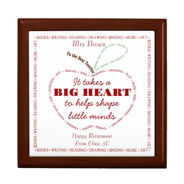 teacher Retirement Thanks keepsake apple trinket Box (Front)