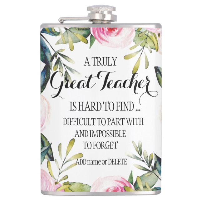 Teacher retiring leaving goodbye thank you gift flask (Front)