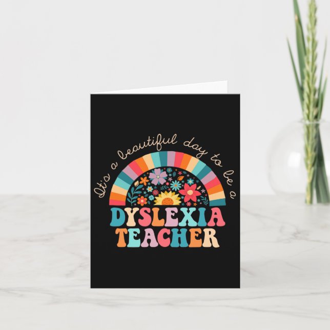 Teacher Retro Dyslexia Sped Therapist Rainbow  Card (Front)