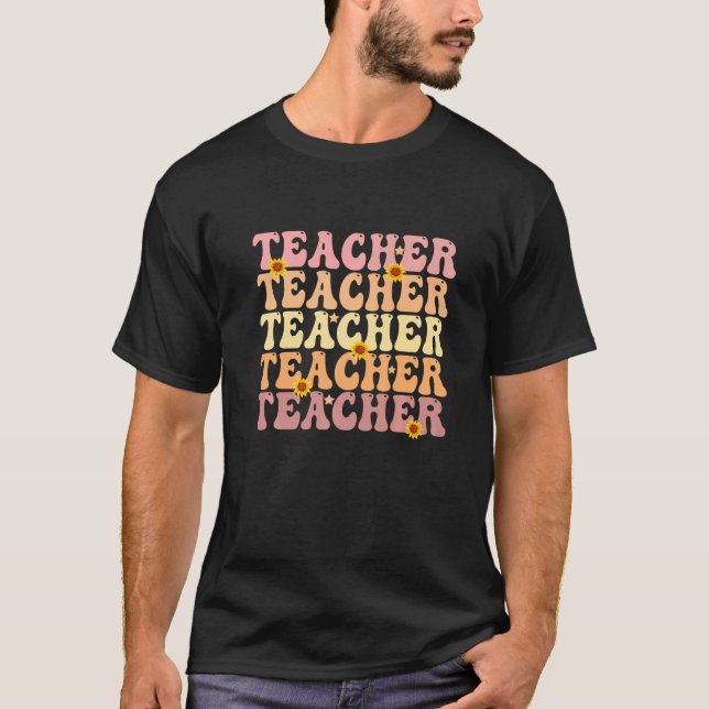 Teacher Retro Groovy T-Shirt (Front)