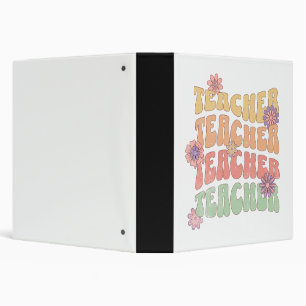 Teacher retro style text design 3 ring binder
