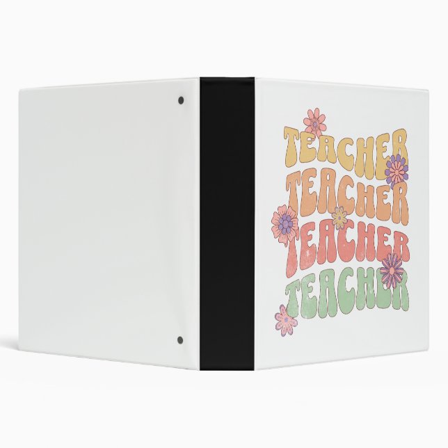 Teacher retro style text design 3 ring binder (Background)