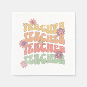 Teacher retro style text design napkins