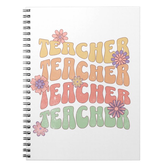 Teacher retro style text design notebook (Front)