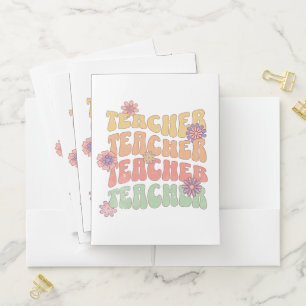 Teacher retro style text design pocket folder