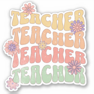 Teacher retro style text design sticker
