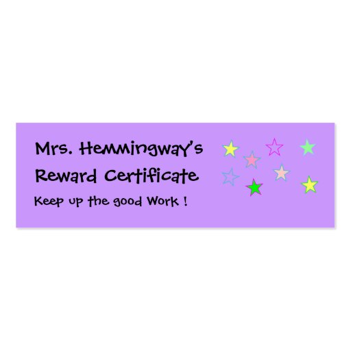 Customizable Teacher Reward Certificate by SRF Business Card Templates