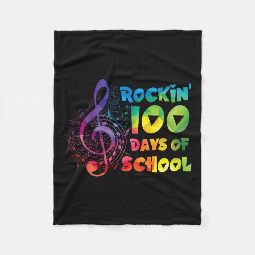 Teacher _rockin 100 Days Of School Music Key  Fleece Blanket