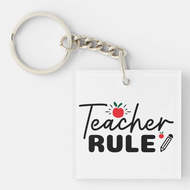 Teacher Rule Wordart Keychain (Front)
