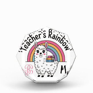 "Teacher’s Rainbow Llama Acrylic Award - Cute Teac
