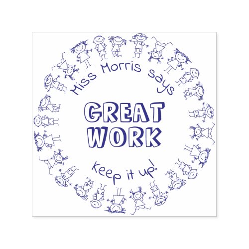 Teacher Says Great Work Keep It Up Personalized Self_inking Stamp