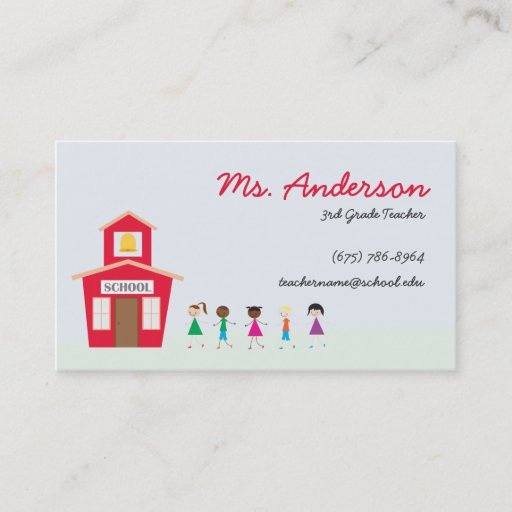 Customizable Teacher School and Children Business Card