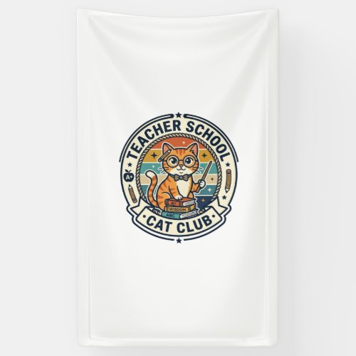Teacher School Cat Cute Kitty Design - Teacher Sch Banner