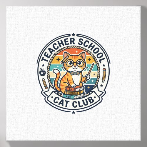 Teacher School Cat Cute Kitty Design - Teacher Sch Canvas Photo Tile