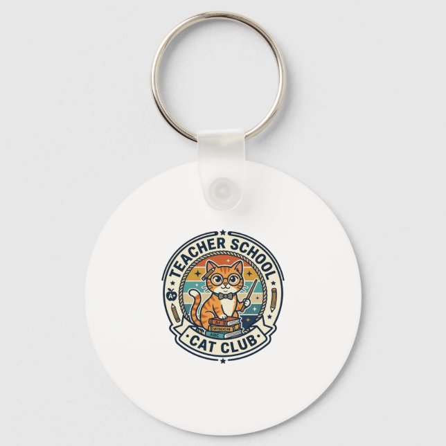 Teacher School Cat Cute Kitty Design - Teacher Sch Keychain (Front)