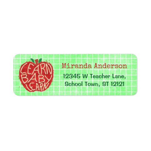 Teacher School Classroom Apple  Learn Baby  Name Label