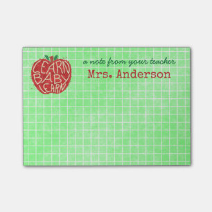 Teacher School Classroom Apple Learn Baby Name Post-it Notes