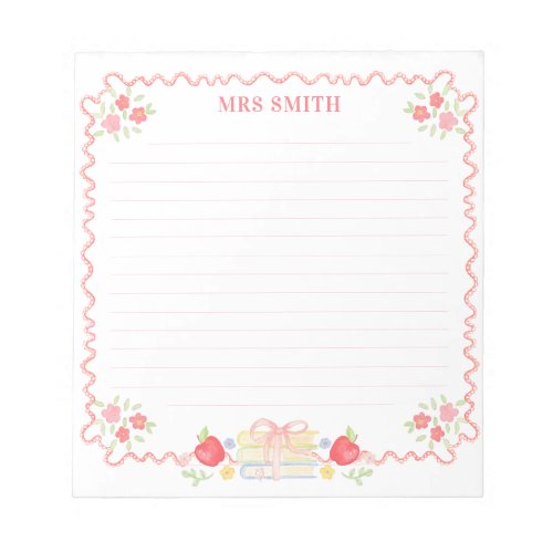 Teacher   School Crest  Monogram Notepad