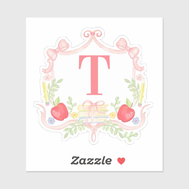 Teacher | School Crest Monogram Sticker (Sheet)
