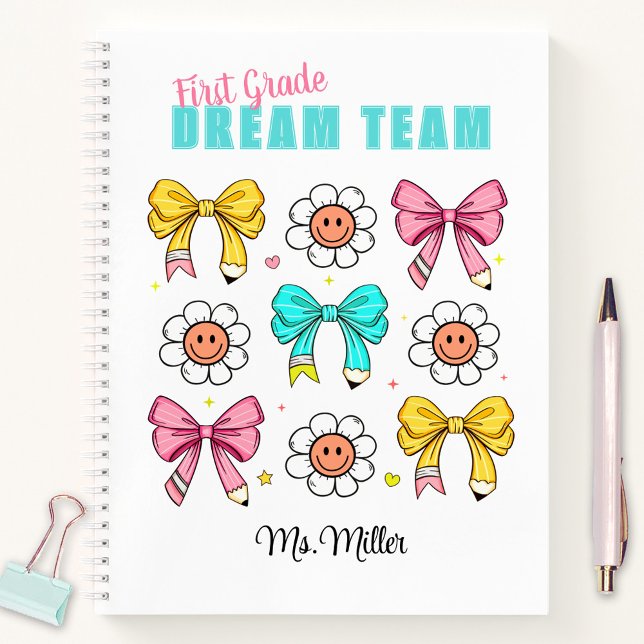 Teacher School Cute Bow Pencil Smile Name Notebook (Teacher School Cute Bow Pencil Smile Name Notebook)