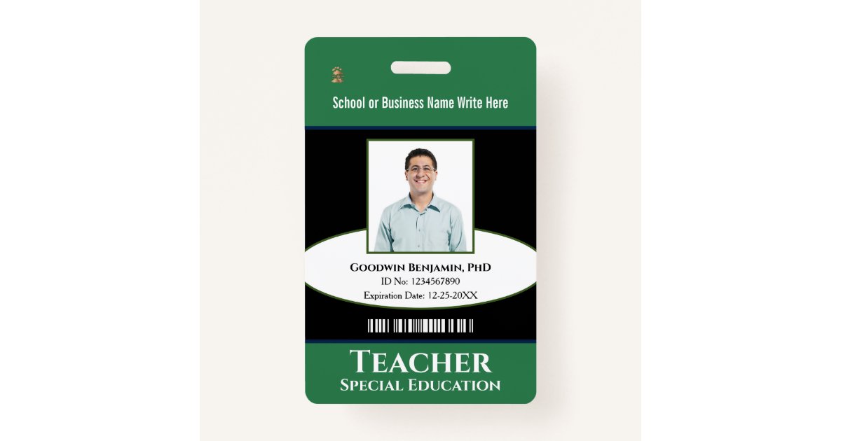 Teacher School Employee Photo Name Logo Custom Badge Zazzle