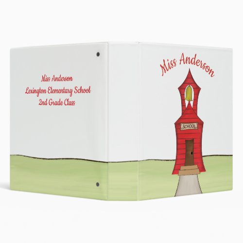 Teacher School Personalized Whimsical Cute Red 3 Ring Binder