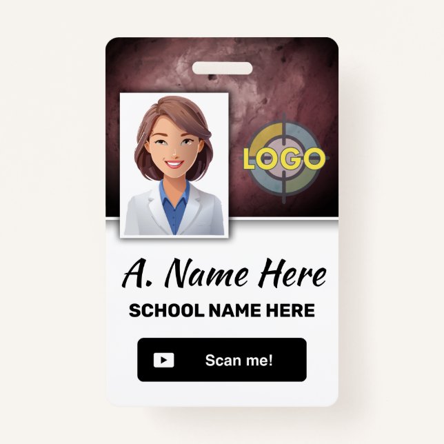 Teacher & School Staff Photo ID Hospital Logo Badge (Front)
