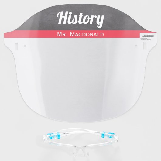 Teacher School Subject Classroom Education Face Shield (Front w/Glasses)