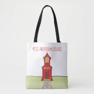 Teacher School Watercolor Cute Classroom Tote Bag