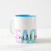 Teacher Script Name Pink Purple Aqua Ombre Colors