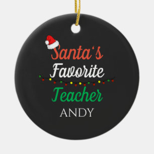 Teacher Simple Christmas Thank You Rainbow Gift Ceramic Ornament