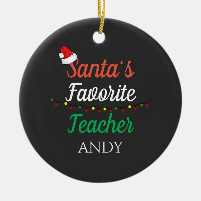 Teacher Simple Christmas Thank You Rainbow Gift Ceramic Ornament (Front)