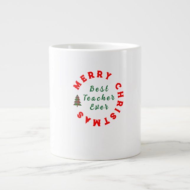 Teacher Simple Christmas Thank You Rainbow Gift Giant Coffee Mug (Front)