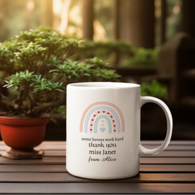 Teacher Simple Christmas Thank You Rainbow Gift Giant Coffee Mug (Creator Uploaded)