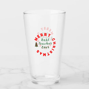 Teacher Simple Christmas Thank You Rainbow Gift Glass