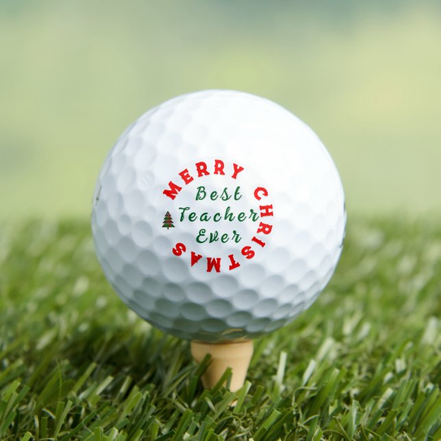 Teacher Simple Christmas Thank You Rainbow Gift Golf Balls (Insitu Tee)