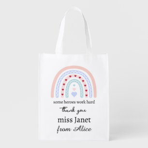 Teacher Simple Christmas Thank You Rainbow Gift Grocery Bag