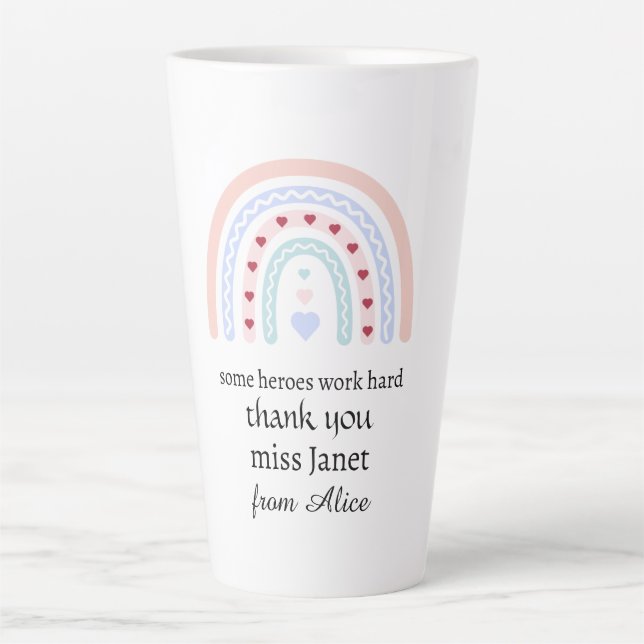 Teacher Simple Christmas Thank You Rainbow Gift Latte Mug (Front)
