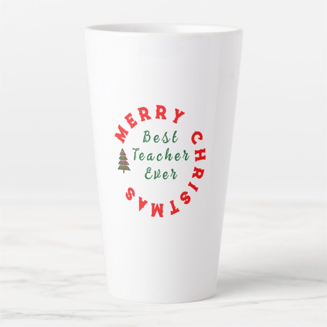 Teacher Simple Christmas Thank You Rainbow Gift Latte Mug (Front)